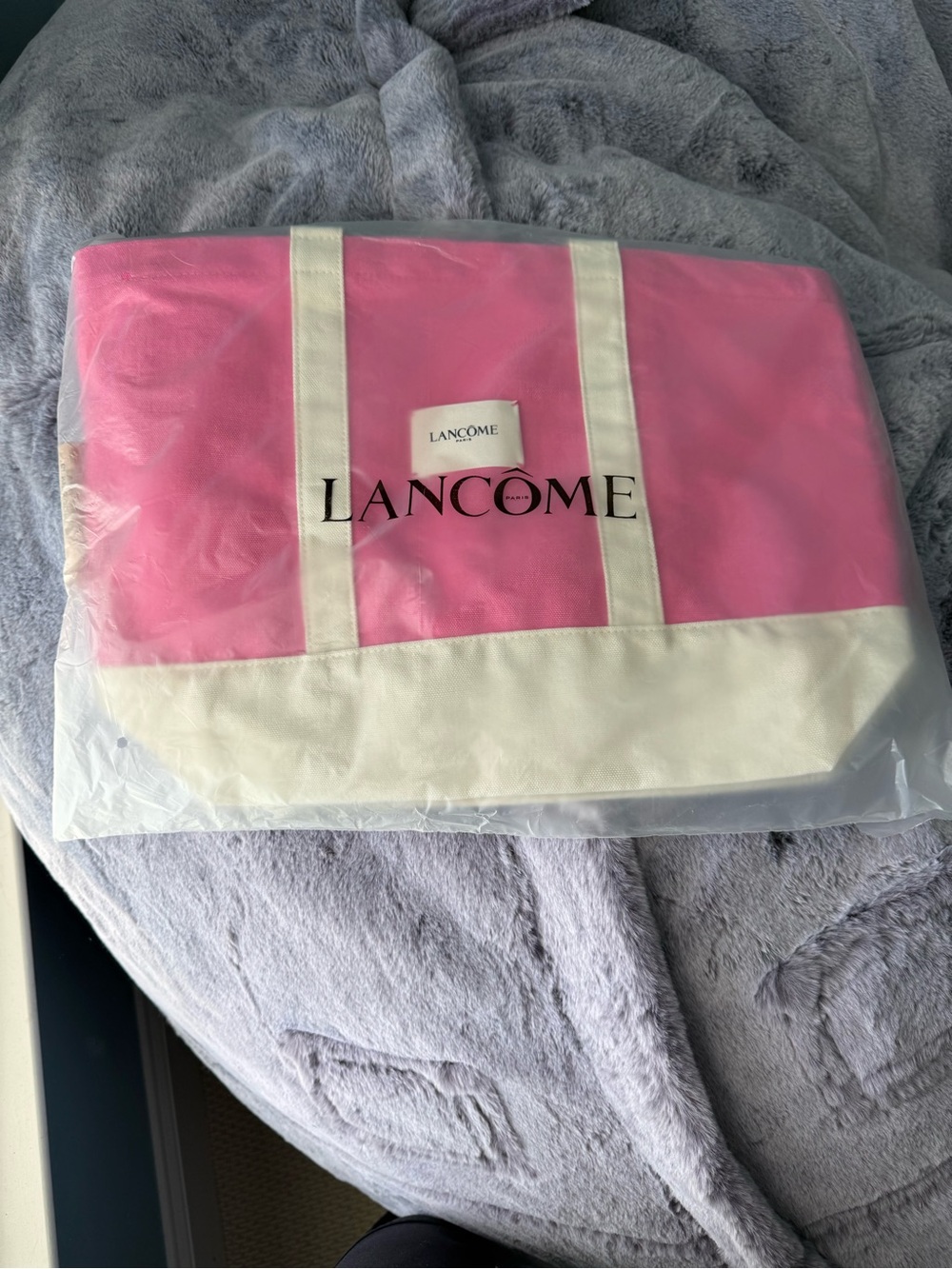 Lancôme Pink and Cream Branded Tote Bag with samples